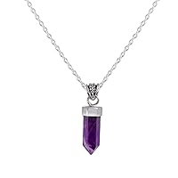Amethyst Pencil Point Pendant Solid 925 Sterling Silver Handmade Jewelry, 18