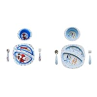 Spidey and His Amazing Friends and Bluey 4 Piece Toddler Feeding Sets - Divided Plates, Bowls, Forks and Spoons