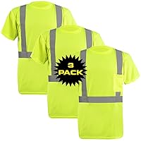 LUX-SSETP2B-Y5X-PK03 Classic Standard High Visibility Short Sleeve Wicking Birdseye T-Shirt with Pocket, Class 2, 100% ANSI Wicking Polyester Birdseye, 5X-Large, Yellow, Pack of 3