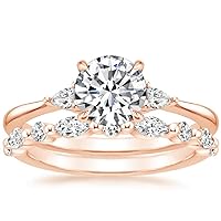 Moissanite Engagement Ring Set, 1 CT Round Cut, Sterling Silver, Vintage Style Promise Ring Gifts