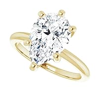 10K Solid Yellow Gold Handmade Engagement Ring 2 CT Pear Cut Moissanite Diamond Solitaire Wedding/Bridal Rings for Women/Her Propose Ring
