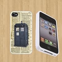 Newspaper Tardis Doctor Who Custom Case/Cover FOR Apple iPhone 4 / 4s WHITE Rubber Case ( Ship From CA )