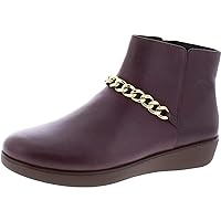 FitFlop Womens Pia Chain Leather Boot Shoes, Deep Plum, US 5