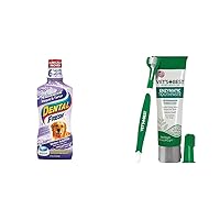 Dental Fresh Advanced Plaque and Tartar Water Additive, 17oz – Dog Teeth Cleaning & Vet's Best Dog Toothbrush & Toothpaste Kit - Natural Ingredients Reduce Plaque, Whiten Teeth