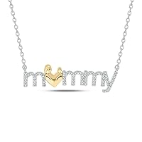 Cali Trove Mothers Day Birthday Gifts For Mom | 925 Sterling Silver Pendant for Women | 1/10cttw White Diamond Necklace for Women | 'Mommy' Pendant Necklace Gift for her | Fashion Jewelry for Women