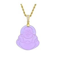 Men's Laughing Buddha Purple Green Jade 925 Pendant Necklace Rope Chain Genuine Certified Grade A Jadeite Jade Hand Crafted, Jade Necklace, 14k Gold Filled Laughing Jade Buddha Necklace, Jade Medallion