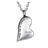 misyou Ashes Necklace Brother Forever in My Heart Stainless Steel Keepsake Waterproof Memorial Pendant