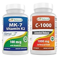 Best Naturals Vitamin K2 (MK7) with D3 & Vitamin C 1000 mg