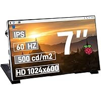 GeeekPi 7 Inch LCD Screen for Raspberry Pi, 1024x600 IPS LCD Display with Stand, HDMI Portable Monitor for Raspberry Pi 5/Pi 4B/3B+/3B/B+/Zero/400, Win11/10/8/7, Banana Pi M5/M2 Zero, Free Driver