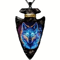 Night Spirit Wolf Arrowhead Necklace
