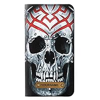 RW0223 Vampire Skull Tattoo PU Leather Flip Case Cover for iPhone 11 Pro with Personalized Your Name on Leather Tag