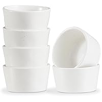 ONEMORE 6 oz Ramekins Oven Safe, Creme Brulee Ramekin Set of 6 - Ceramic Small Custard Cups for Single Serving - Speckled, Stackable, Microwave & Dishwasher Safe, Farmhouse - Creamy White