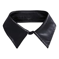 Fake Collar Detachable Dickey Collar Blouse Half Shirts PU Leather Lapel Peter Pan Faux Collar False Collar for Women