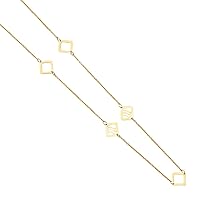 14K Yellow Gold 7 Squre Charms Necklace for Women and Men | 14K Solid Gold Spring Ring Chain Jewelry for Men’s Women’s Girls | Jewelry Gift Box | Gift for Her | Gold Jewelry