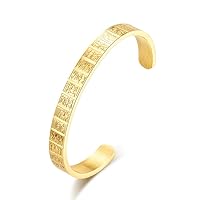 Unisex Stainless Steel Taoism Golden Curse Scorpion Letter Engraved Bracelet Chinese Style Vintage Open Bangle