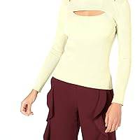 Women's Cutout Ribbed Sweater, Buttercream (Large)