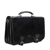 Maxwell Scott - Personalized Mens Luxury Leather Satchel Briefcase Bag - 3 Section with Hidden Popper Closure - The Jesolo3