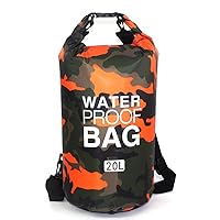 Outdoor Waterproof Bag Camouflage Polyester Double Shoulder Waterproof Bag Portable Beach Backpack (Red, 30L)