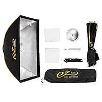 Glow EZ Lock 24x36 Quick Strip Rectangular Bowens Mount Softbox Lighting Kit with External, Internal Diffusers, Deflector Disk and Eggcrate Grid, Folding Softbox for Photography Studio Lighting