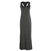 Womens Ladies Vest Racer Muscle Back Jersey Long Summer Maxi Dress (XXL20/22, Charcoal)