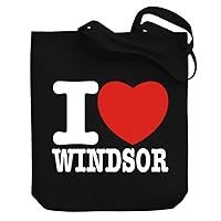 I love Windsor Bold Font Canvas Tote Bag 10.5
