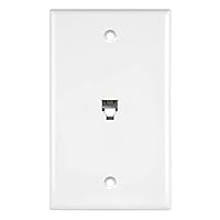 ENERLITES RJ11 Telephone Jack Wall Plate by 1-Gang, Standard Size, White, 6-Position 4-Conductor, Single Port 2-Line Support 6611-W, White