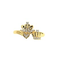 VVS Gems Crown Ring in 18K Gold with Round Cut Natural Diamond (0.15 ct) with White/Yellow/Rose Gold King & Queen Ring for Women (IJ-SI)