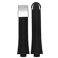 24mm*12mm Lug End Rubber Waterproof Watchband for Oris Wristband Silicone Band Stainless Steel Folding Clasp (Color : 20mm, Size : 24-12mm)