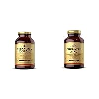 Solgar Vitamin C 1000 mg, 250 Vegetable Capsules - Antioxidant & Immune Support - Overall Health - H with Chelated Zinc, 250 Tablets - Zinc for Healthy Skin - Supports Cell Growth & DNA Formation - E
