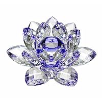 Amlong Crystal Hue Reflection Crystal Lotus Flower with Gift Box, Blue, 3 Inch