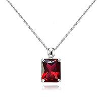 B. BRILLIANT Sterling Silver Genuine, Created or Simulated Gemstone Octagon-Cut Solitaire Pendant Necklace