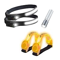 Highly Visible Reflective LED Safety Running Light (Twin Pack - Yellow) Ultra Wide Angle Super Bright All Purpose Waterproof COB Headlight (Twin Pack) Hiking Running Fishing Cycling Camping