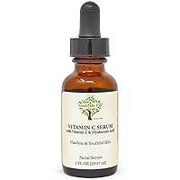 20% Vitamin C Serum with Hyaluronic Acid, Witch Hazel, Vitamin E and Argan Oil for Reduces Appearance of Dark Spots, Acne, Wrinkles for Men & Women