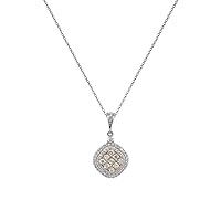 AGS Certified Natural Diamond Cluster Pendant (I1-I2,G-H) 0.94 ctw 10K White Gold. Included 18 Inches Gold Chain.