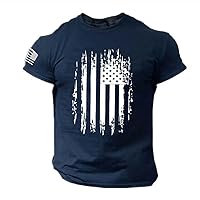 Independence Day Mens T-Shirt Graphic Tee Patriotic Shirts Distressed Short Sleeve Dressy Casual 4Th of July Shirts