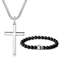 FANCIME Cross Necklace/Beaded Bracelet Jewelry for Mens