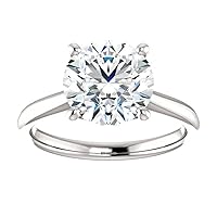Siyaa Gems 4 CT Round Diamond Moissanite Engagement Ring Wedding Rings Eternity Band Solitaire Halo Hidden Prong Silver Jewelry Anniversary Promise Ring