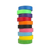 Colored Masking Tape 10 Bright Colors | 900 Feet x 1 Inch | 30 Yards Per Roll | Maker Space Supplies Crafting Art | DIY Projects Homeschool