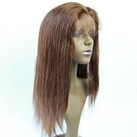 Front Lace Wigs Soft Brazilian Hair 100% Remy Human Hair Wig Natural Straight #4 (18
