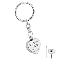 misyou Charm Key Ring Urn Pendant Cremation Jewelry Ash Memorial Keepsake Stainless Steel Key Chain (uncle)