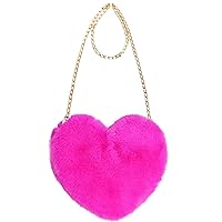 Heart Shaped Faux Fur Purse Fluffy Crossbody Bag Chain Shoulder Bag Cute Clutch Halloween Valentine's Gift Women Girls