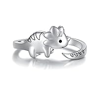 Dinosaur Promise Ring for Women 925 Sterling Silver Bestie Adjustable Rings Jewelry for Girls