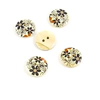 Price per 5 Pieces Sewing Sew On Buttons AD1 Black White Flowers for clothes in bulk wood wooden Clothing