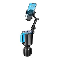 This Hill Upgraded Cup Holder Phone Mount, 2 in 1 Universal Adjustable Long Neck, Compatible with iPhone 14 Pro Max/SE/8/7/6, Samsung & All Smartphones, Black