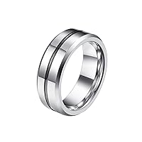 Unisex Tungsten Steel 8mm Black/Gold/Blue 2 Color Groove Center Beveled Edge Wedding Ring