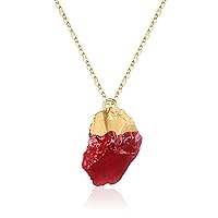 Raw Birthstone Necklaces for Women, 14K Gold Plated Natural Irregular Crystal Rough Raw Gemstone Pendant Necklace Valentines Mothers Day Christmas Birthday Gifts for Women Ladies Crystal Stone Jewelry