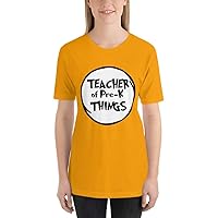 Teacher of Pre-K- Things, National Reading Month T-Shirt, Funny Teacher Educator Shirt Gold