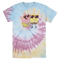 Nickelodeon Spongebob Squarepants & Patrick Heart Glasses Portrait Men's Tie Dye T-Shirt
