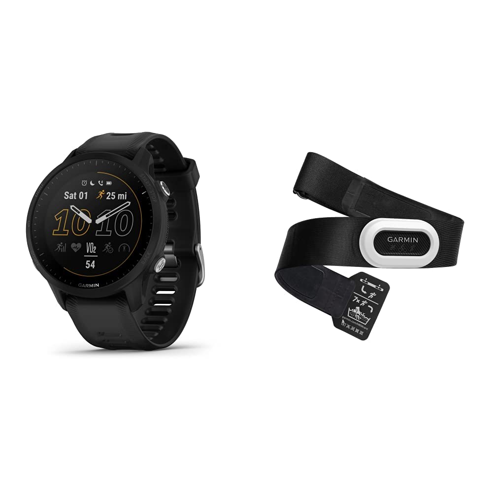 Garmin Forerunner® 955, GPS Running Smartwatch, Tailored to Triathletes, Long-Lasting Battery, Black & HRM-Pro Plus, Premium Chest Strap Heart Rate Monitor, Captures Running Dynamics