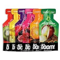Boom Nutrition - Carb Boom Energy Gel - Fruit-Flavored Energy Gels - Workout Gel - Energy Gel for Cycling - Running Gel - Natural Energy Gel - Variety 6 Flavors (4 Each) - 24 Pack